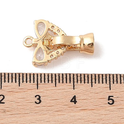 Golden Brass Micro Pave Cubic Zirconia Fold Over Clasps KK-B100-037G-1