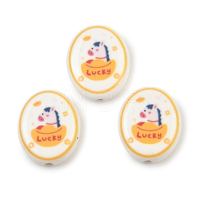 Printed Handmade Porcelain Beads PORC-B009-01A-1