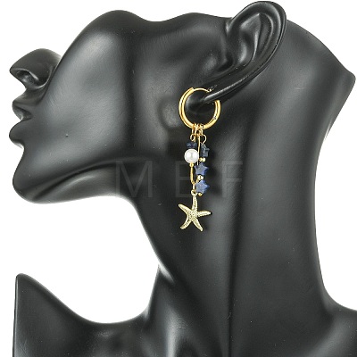 Star 304 Stainless Steel Hoop Earrings EJEW-JE07005-01-1