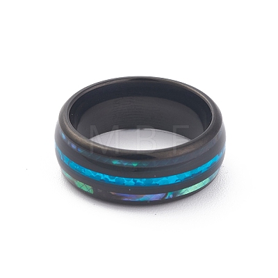 Ion Plating(IP) 304 Stainless Steel Paua Shell Cuff Ring for Women RJEW-M014-01B-C-1