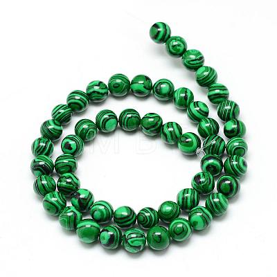 Synthetic Malachite Beads Strands G-T053-8mm-05-1