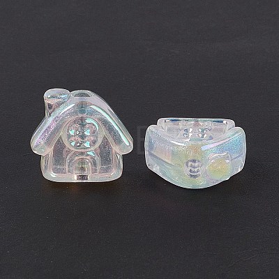UV Plating Rainbow Iridescent Acrylic Beads PACR-M003-02F-1