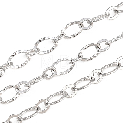 304 Stainless Steel Textured Oval Link Chains CHS-P028-11P-1