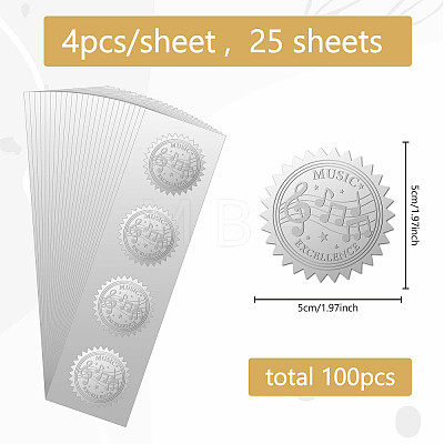 Custom Round Silver Foil Embossed Picture Stickers DIY-WH0503-006-1