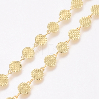 Textured Brass Handmade Link Chains CHC-G006-09G-1