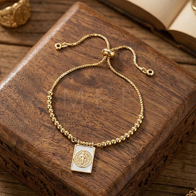 Adjustable Brass Box Chain Slider Bracelets GV3572-1
