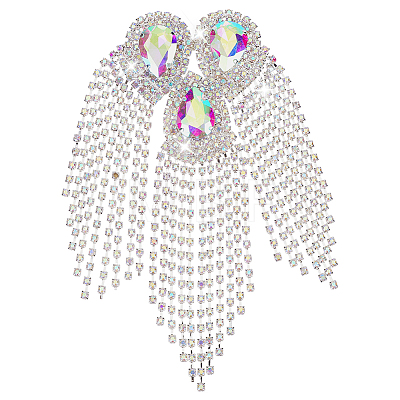 Iron with Rhinestone Tassel Rivet Epaulettes AJEW-WH0481-527A-1