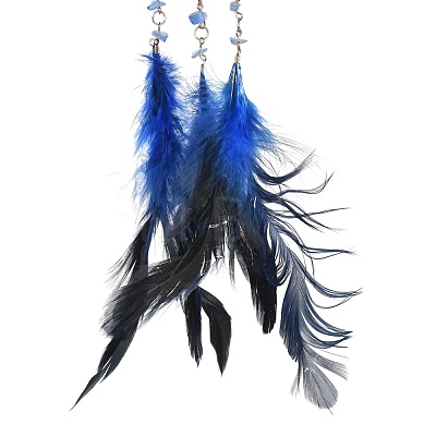 Iron Woven Web/Net with Feather Pendant Decorations AJEW-P097-09-1