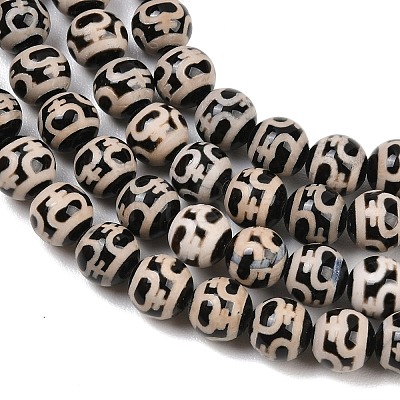 Tibetan Style dZi Beads Strands G-G328-A01-8mm-1