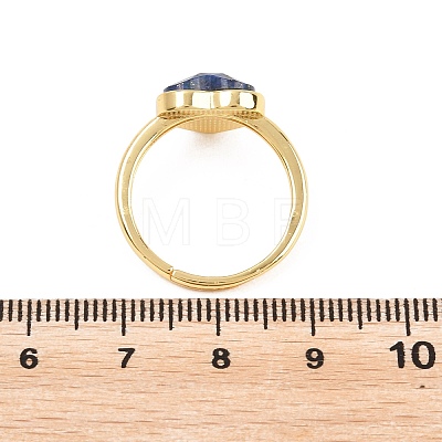 Natural Lapis Lazuli Finger Rings with Brass Findings G-H353-03G-02-1