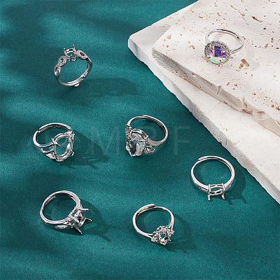 9Pcs 9 Styles Brass Ring Components KK-NB0004-37-1