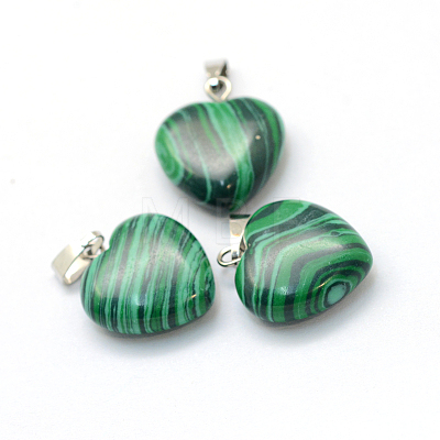 Heart Dyed Synthetic Malachite Pendants G-Q371-02-1