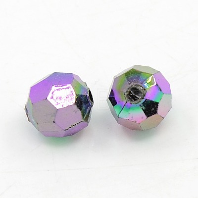 Plating Plastic Acrylic Faceted Round Beads PACR-L002-8mm-M-1