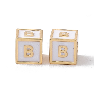 Rack Plating Brass Enamel Beads KK-B060-04G-04B-1