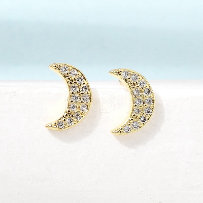 Moon Brass Micro Pave Cubic Zirconia Stud Earrings for Women CU-CBAE7DF-38G-1