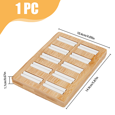 10-Slot Rectangle Bamboo Ring Display Tray Stands RDIS-WH0002-28A-1