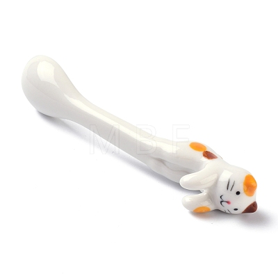 Porcelain Cat Animal Hanging Spoons AJEW-A029-01B-1