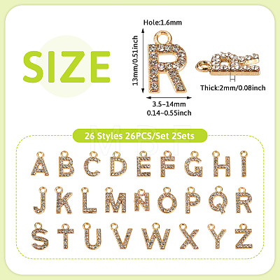 2 Sets Alloy Rhinestone Charms ENAM-TA0008-99LG-1