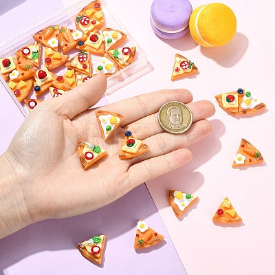 30Pcs 6 Styles Opaque Resin Pizza Cabochons RESI-CJ0005-41-1