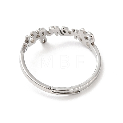 304 Stainless Steel Word Adjustable Ring RJEW-L107-019P-1
