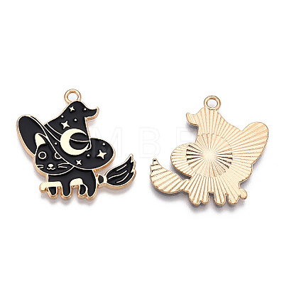 Light Gold Tone Alloy Enamel Pendants ENAM-N056-194-1