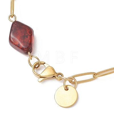 Natural Amber Beads Link Bracelets BJEW-JB13495-1