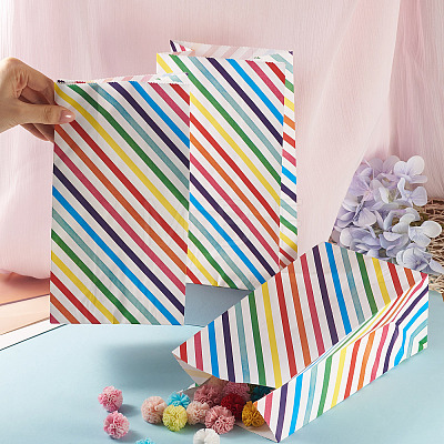 12Pcs Rainbow Color Rectangle Paper Candy Bags ABAG-TA0002-34B-1