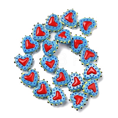 Baking Paint Glass Bumpy Beads Heart X-LAMP-V001-07B-1