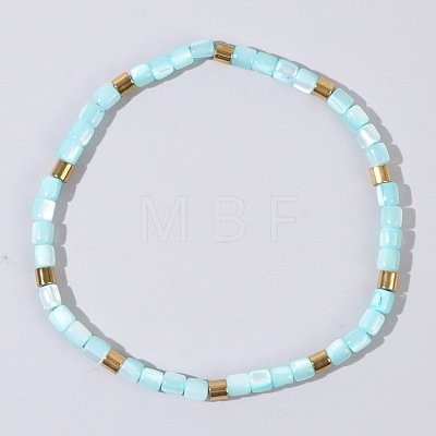 Bohemian Style Natural Shell Column Beads Stretch Bracelets for Women WU0042-5-1