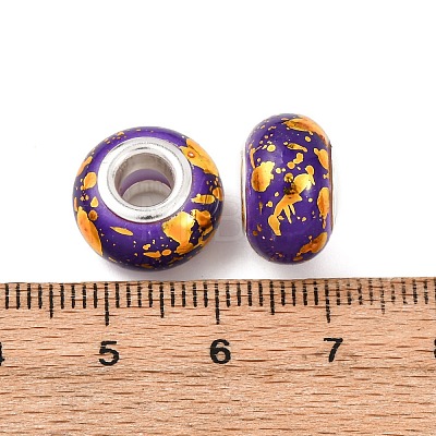 Opaque Resin Rondelle European Beads RESI-Z046-01G-1