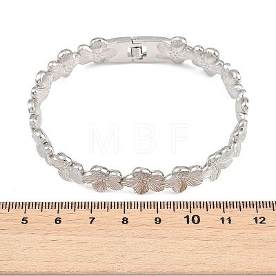 304 Stainless Steel Flower Hinged Cuff Bangles for Women SA-CBA45D5-27P-1