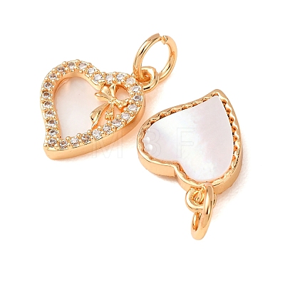 Brass Micro Pave Clear Cubic Zirconia with Shell Charms CU-CBAEC99-21G-1