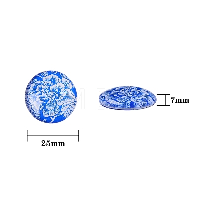 50Pcs Blue and White Printed Glass Cabochons sgGGLA-SZ0001-23-1