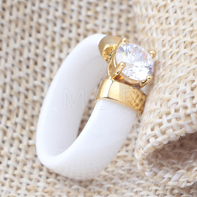 Flat Round Porcelain Finger Rings for Women Men FS-WG6D31E-02-1