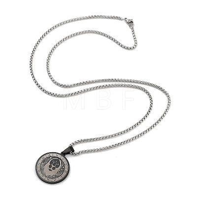 Retro Mandala 201 Stainless Steel Box Chain Constellation Pendant Necklaces for Women Men NJEW-M223-01F-1