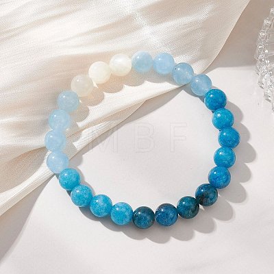 Round Natural Gemstone Stretch Beaded Bracelets BJEW-JB12986-1