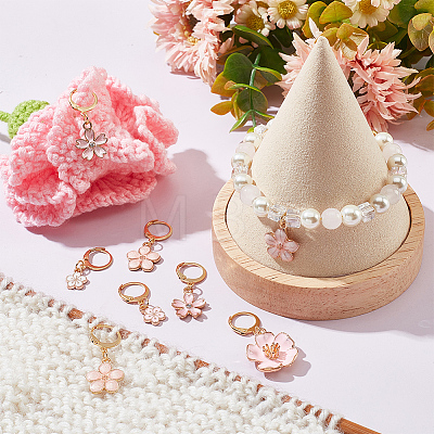 12Pcs 6 Style Alloy Enamel Sakura & Peach & Plum Blossom Charm Locking Stitch Markers HJEW-PH01645-1