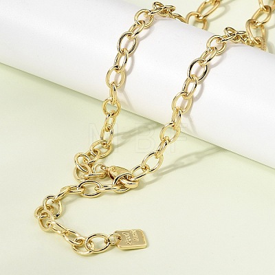 Brass Teardrop Link Chain Necklaces NJEW-L013-14G-1
