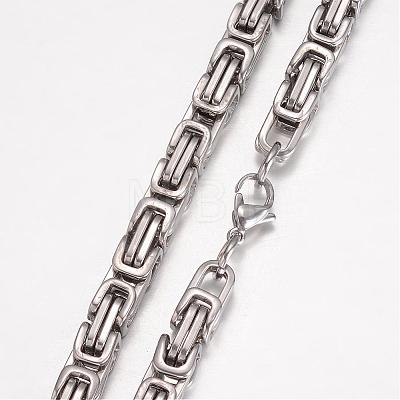 201 Stainless Steel Byzantine Chain Necklaces NJEW-K062-01P-6mm-1