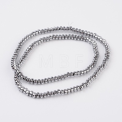 Rondelle Electroplate Non-magnetic Synthetic Hematite Beads Strands G-L436-01B-1