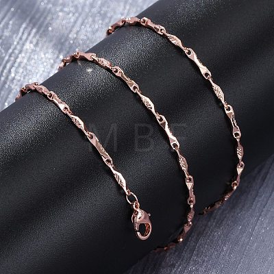 Brass Twisted Bar Link Chain Necklaces NJEW-D302-63RG-1