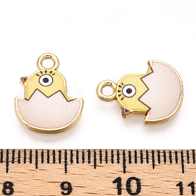 Printed Light Gold Tone Alloy Pendants ENAM-N056-204A-1