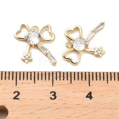 Brass Micro Pave Clear Cubic Zirconia Charms KK-C054-19G-1