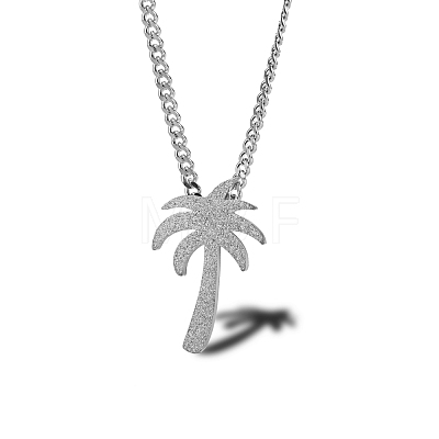 Hip Hop Stainless Steel Sandblasted Palm Tree Pendant Necklaces for Men DF1150-2-1