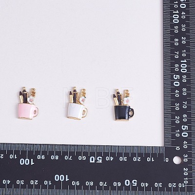 30Pcs 3 Styles Alloy Enamel Pendant Miniature Flower Makeup Cup Pendant DIY Jewelry Accessories JX602A-1