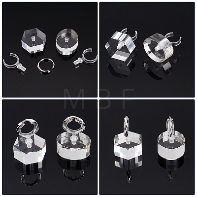 AHADERMAKER 2 Sets 2 Styles Oval & Hexagon Acrylic Finger Ring Display Holders RDIS-GA0001-02-1