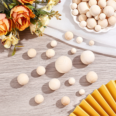 110Pcs Wooden Round Ball WOOD-PA0001-85-1