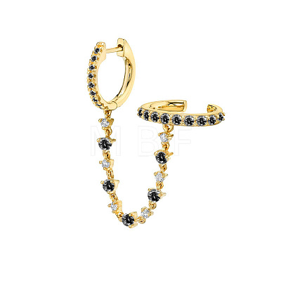Brass Cubic Zirconia Hoop Earrings FS-WGC777E-08-1
