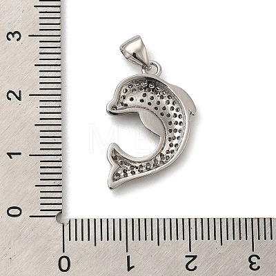 Dolphin Brass Micro Pave Cubic Zirconia Pendants ZIRC-F020-07P-FF-1