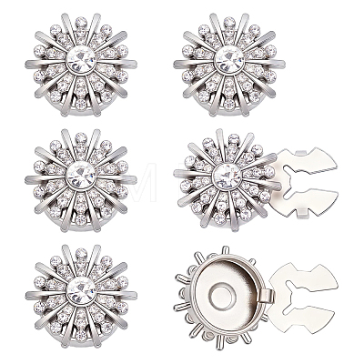 6Pcs Alloy Rhinestone Cufflinks BUTT-ME0001-33-1